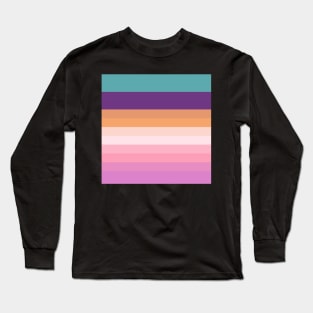 Stripes Pattern of Blue, Purple, Orange and Pink Long Sleeve T-Shirt